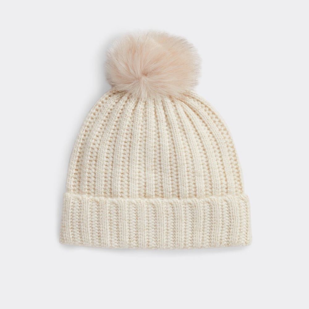 Vineyard Vines Lurex Cuff Knit Pom Hat